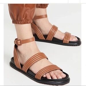 ASTER Harriet Women's Brown & Black Strappy Sandals Ankle Buckle Strap Sz 7